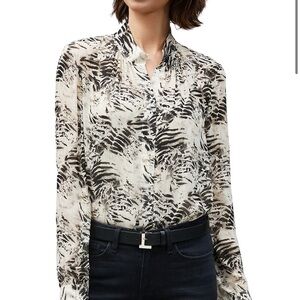 Lafayette 148 New York Zebra Print Blouse - Black and White